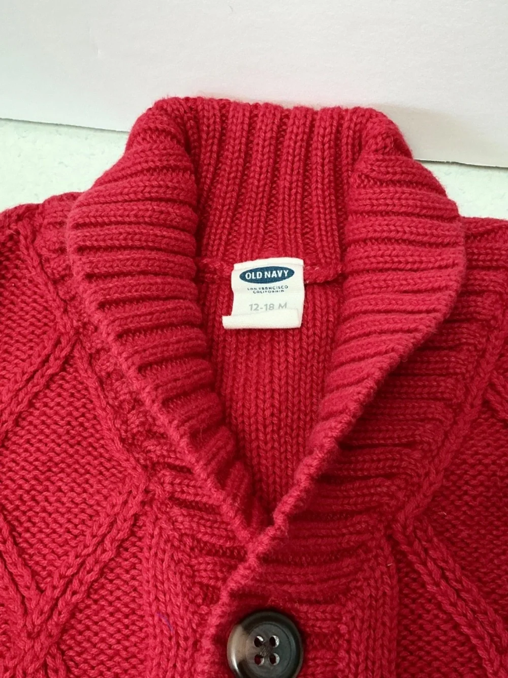 Old Navy Cable Knit Sweater Red Button Up 12-18 M